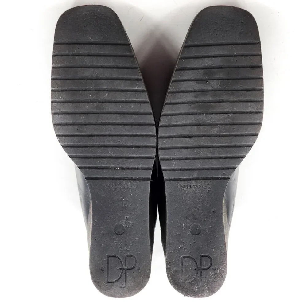 DONALD J. PLINER Black Napa Leather Square Toe Wedge‎ Pumps Booties